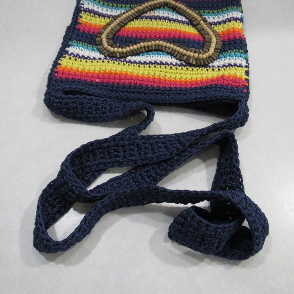 Lina Striped Rainbow Crochet Crossbody Bag Heart - Picture 4 of 8